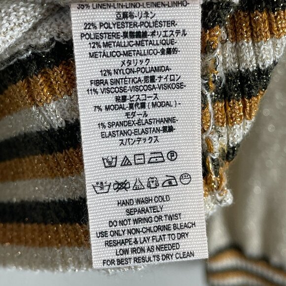 Free People Womens Medium Metallic Deep V Neck Sweater Gold Dust Pullover Top - Picture 7 of 14